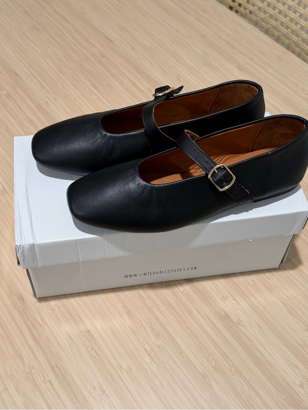 L'intervalle Black Leather Mary Jane Flats With Gold Buckle — image 4 of 4